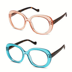 Vintage Oversized Women's Reading Glasses Round Anti Light Glasses