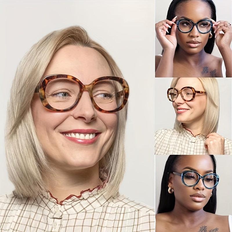 Vintage Oversized Women's Reading Glasses Round Anti Light Glasses