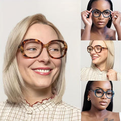 Vintage Oversized Women's Reading Glasses Round Anti Light Glasses