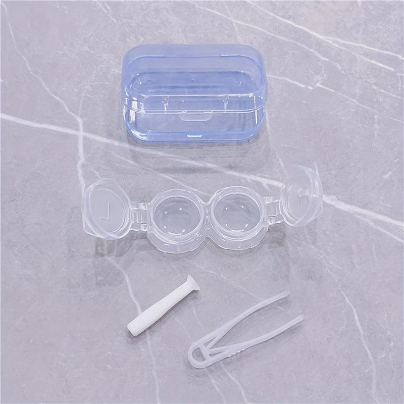Portable Mini Lens Case Storage Box with Tweezers