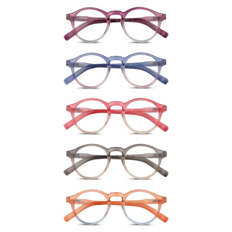 Round Unisex Readers Light Blocking Glasses Spring Hinge Comfort Eyeglasses