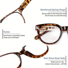 Retro Oversized Spring Hinge Reading Glasses For Women Men Large Lens Readers