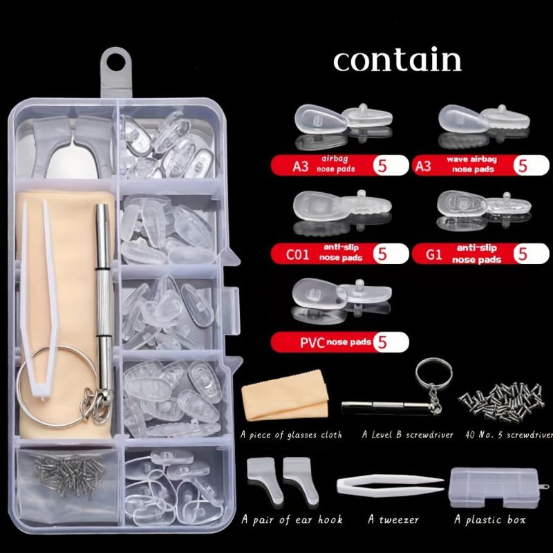 Glasses Accessories: Nose Pads, Screw Lock, Repair Kit