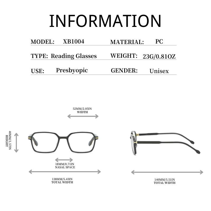 Colorful Presbyopia Reading Glasses Unisex Men Women PC Squared Frame
