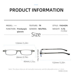 Metal Squared Frame Portable Presbyopia Corrective Eyeglasses
