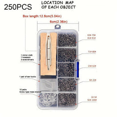 Glasses Repair Kit 500pcs Screws Nose Holders Screwdriver
