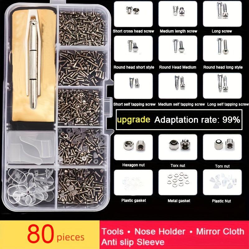 Glasses Repair Kit 500pcs Screws Nose Holders Screwdriver
