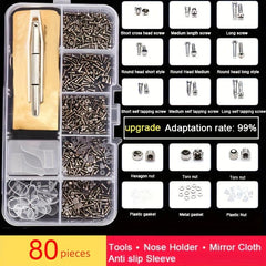 Glasses Repair Kit 500pcs Screws Nose Holders Screwdriver