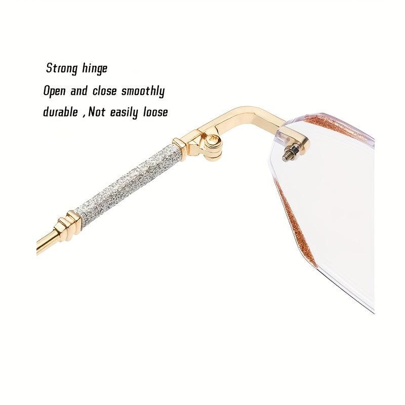 Rimless Reading Glasses Adjustable Nose Holder Anti Light Lens Flat Mirror