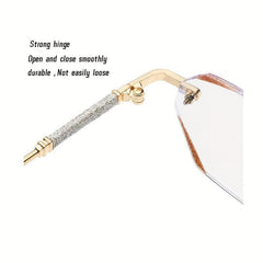 Rimless Reading Glasses Adjustable Nose Holder Anti Light Lens Flat Mirror