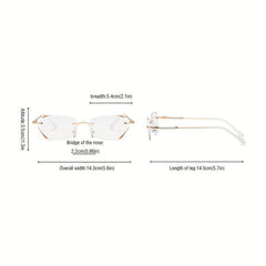 Rimless Reading Glasses Adjustable Nose Holder Anti Light Lens Flat Mirror