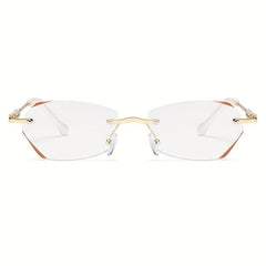 Rimless Reading Glasses Adjustable Nose Holder Anti Light Lens Flat Mirror