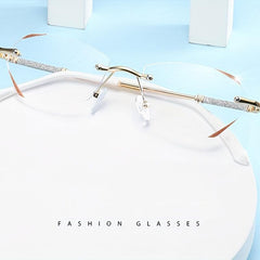 Rimless Reading Glasses Adjustable Nose Holder Anti Light Lens Flat Mirror