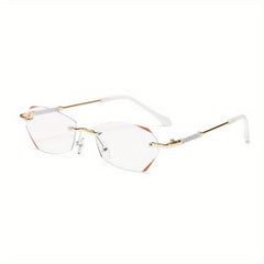 Rimless Reading Glasses Adjustable Nose Holder Anti Light Lens Flat Mirror