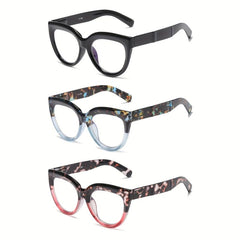 3Pack Cat Eye Oversized Reading Glasses for Women Spring Hinge 1.0-3.5