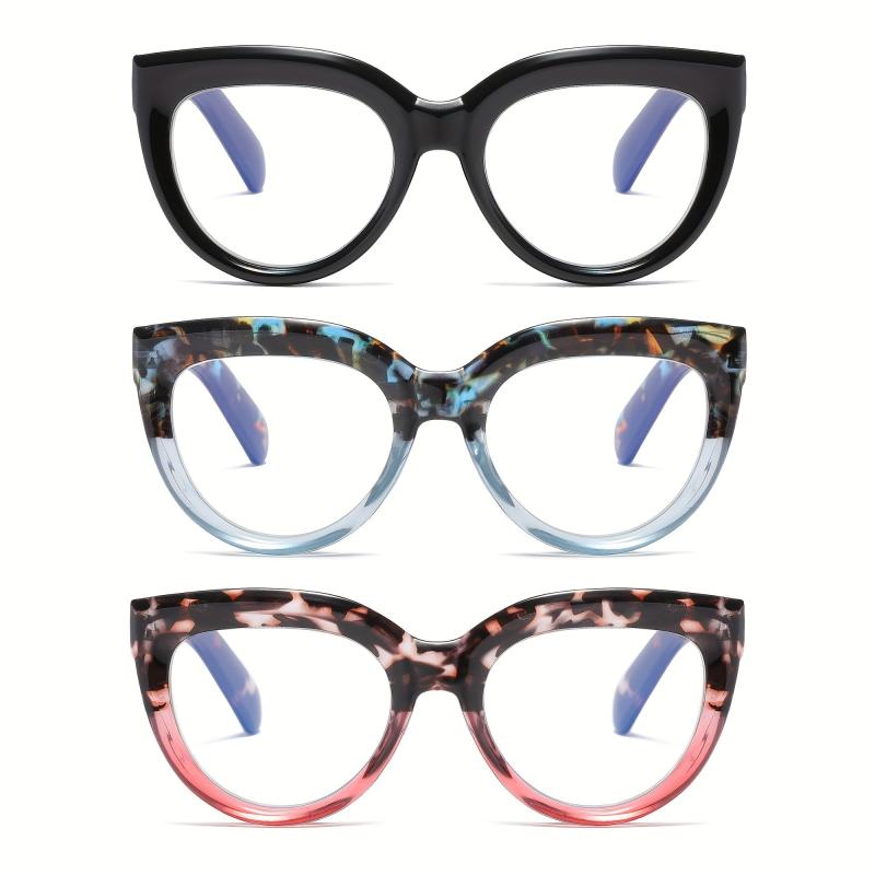 3Pack Cat Eye Oversized Reading Glasses for Women Spring Hinge 1.0-3.5