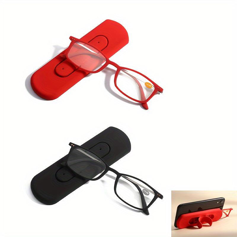 Metal Frame Portable Eyeglasses with Case Sticker - Reading Glasses 1.0-3.5
