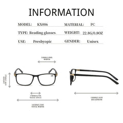 Stylish Unisex Reading Glasses Spring Hinges Full Frame Plastic Glasses