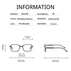 Colorful PC Squared Frame Presbyopia Reading Glasses for Men Women