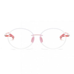 Round Rimless Frame PC Temples Presbyopia Reading Glasses