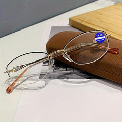 Metal Frame Light Blocking Presbyopia Reading Glasses