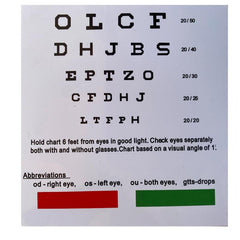 Optician Eye Chart for Eye Exams & Near Vision Testing