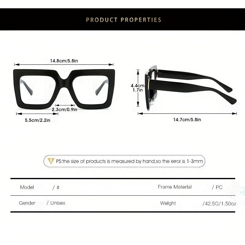 XL Square Light Women's Glasses Large Frame Transparent Computer Eyewear