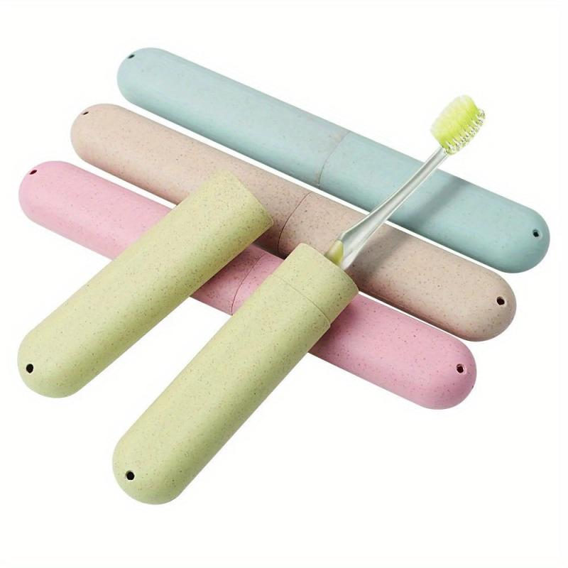 3pcs Wheat Straw Toothbrush Storage Case Portable Travel Mouthwash Brushing Cup