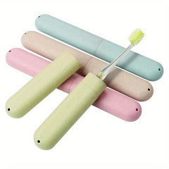 3pcs Wheat Straw Toothbrush Storage Case Portable Travel Mouthwash Brushing Cup