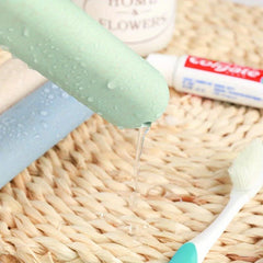 3pcs Wheat Straw Toothbrush Storage Case Portable Travel Mouthwash Brushing Cup