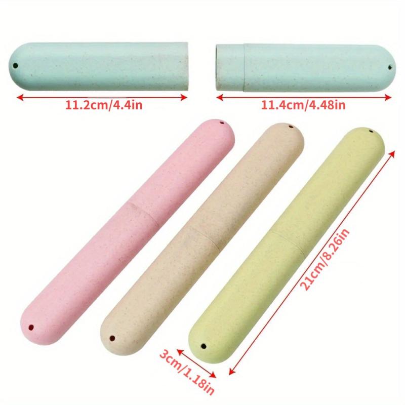 3pcs Wheat Straw Toothbrush Storage Case Portable Travel Mouthwash Brushing Cup