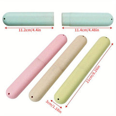 3pcs Wheat Straw Toothbrush Storage Case Portable Travel Mouthwash Brushing Cup