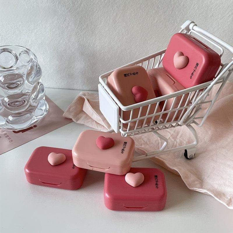 Smooth Candy Pink Tweezers Lenses Case Portable Container Travel Case