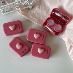 Smooth Candy Pink Tweezers Lenses Case Portable Container Travel Case