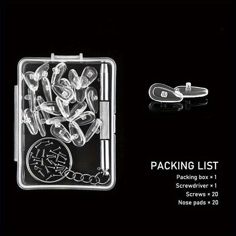 10 Pairs Air Cushion Silicone Nose Pads Repair Tool Set w/ Screws & Screwdriver