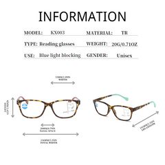 Progressive Multifocus Rectangular Reading Glasses Unisex