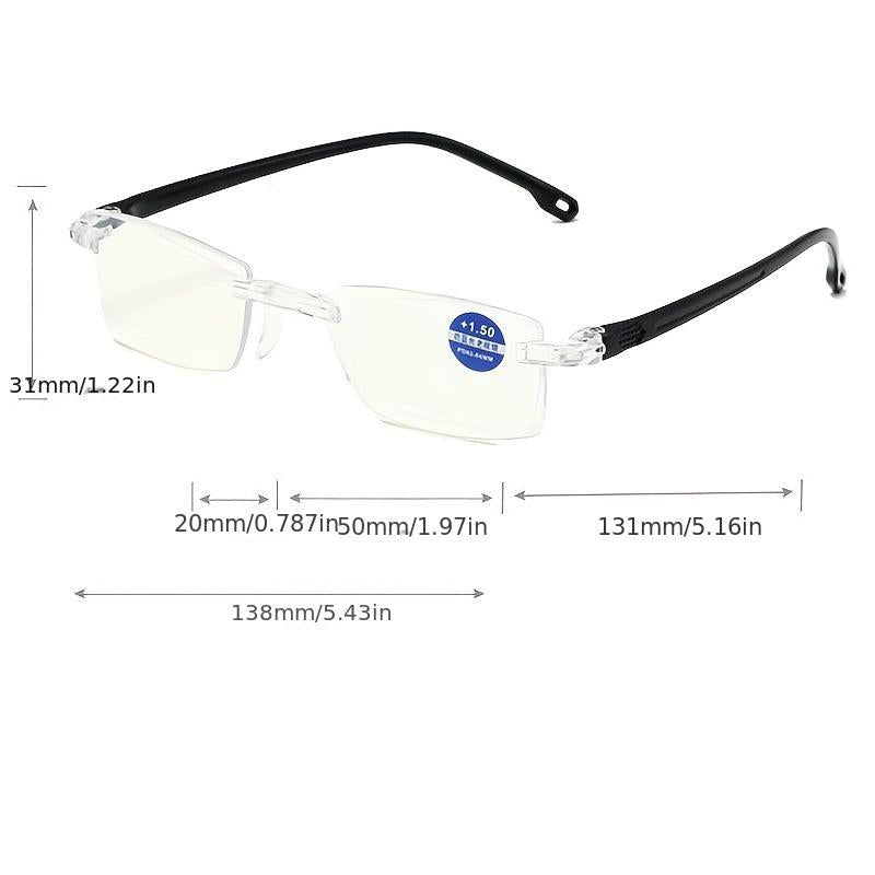 Light Blocking Reading Glasses Shell Oval Plastic Frameless Comfortable Wear