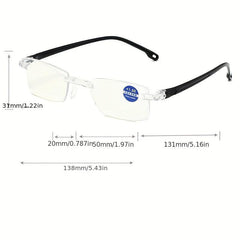 Light Blocking Reading Glasses Shell Oval Plastic Frameless Comfortable Wear