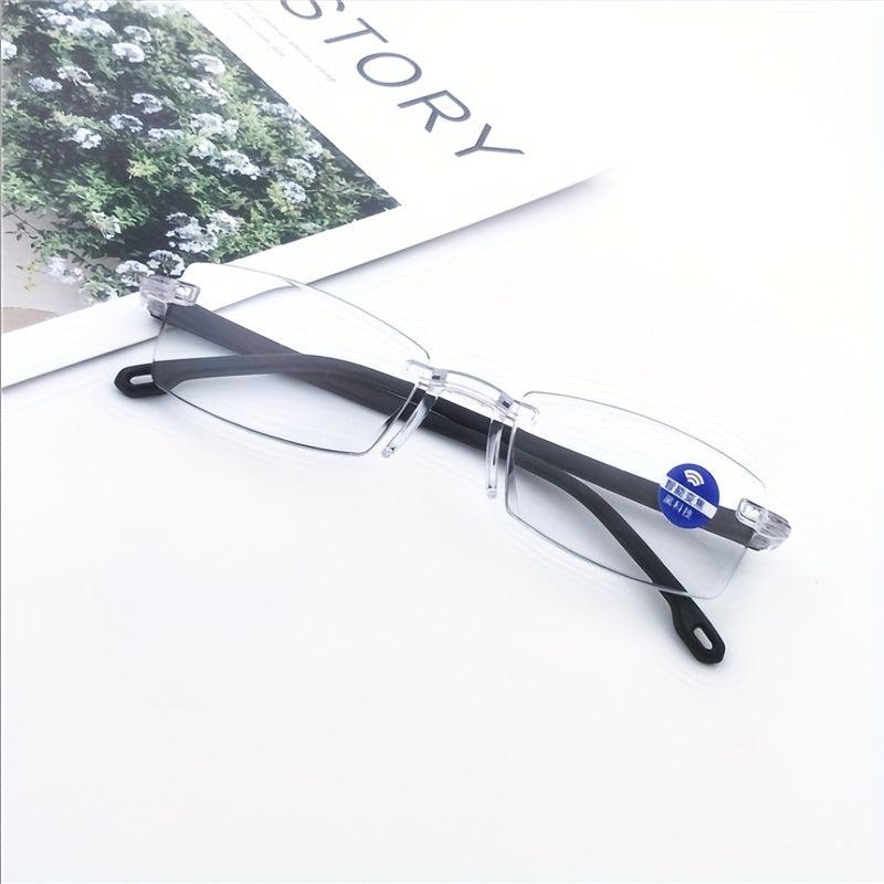 Light Blocking Reading Glasses Shell Oval Plastic Frameless Comfortable Wear