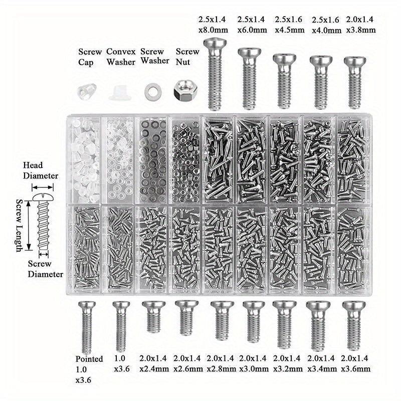 1000 Pcs Eyeglasses Screw Set Nose Bridge Support Leg Nuts Rimless Spacer Cap