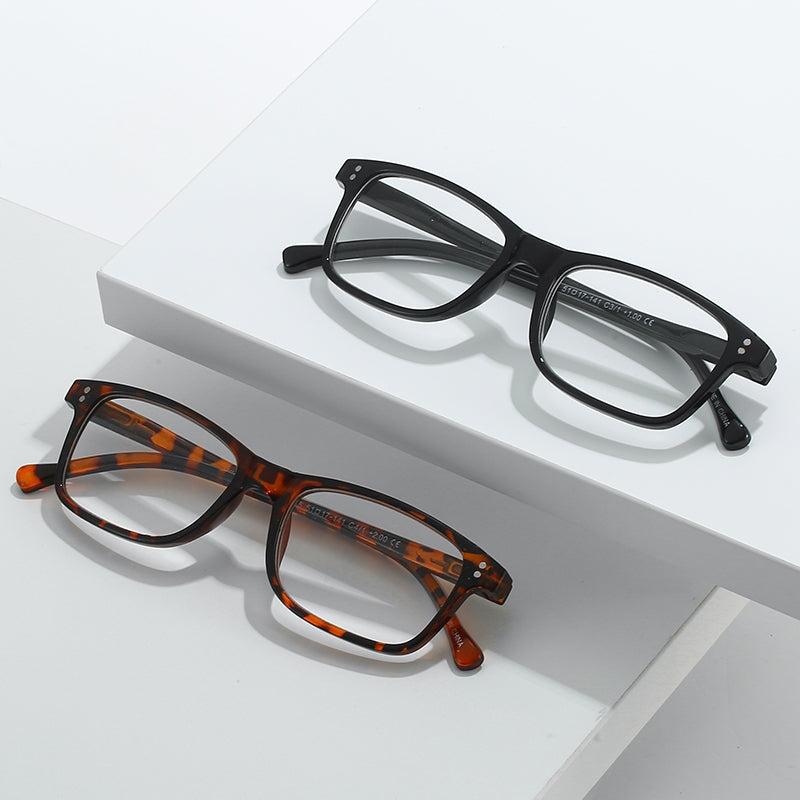 Readers Spring Hinge Squared Frame Glasses For Men And Women