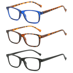 Readers Spring Hinge Squared Frame Glasses For Men And Women