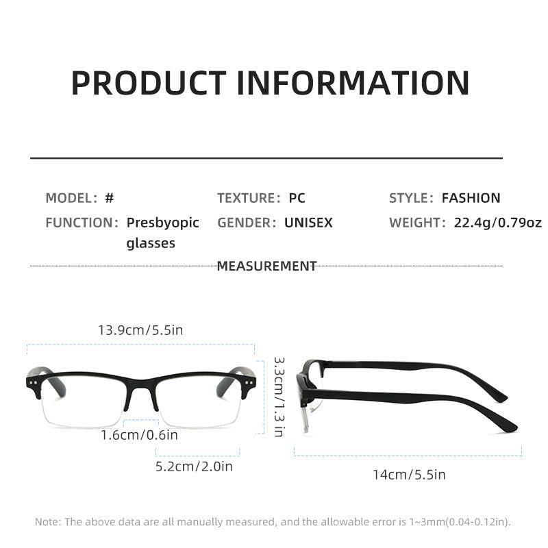 Half Rim Light Blocking Presbyopia Eyeglasses