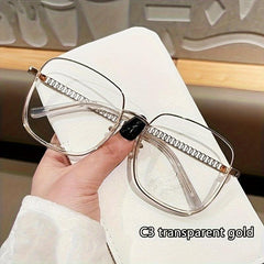 Retro Large Frame Metal Anti Glasses Funky Glasses for Daily Use