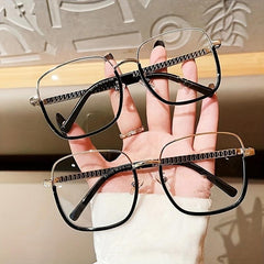 Retro Large Frame Metal Anti Glasses Funky Glasses for Daily Use