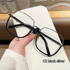 Retro Large Frame Metal Anti Glasses Funky Glasses for Daily Use