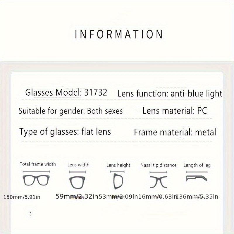 Retro Large Frame Metal Anti Glasses Funky Glasses for Daily Use