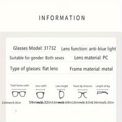Retro Large Frame Metal Anti Glasses Funky Glasses for Daily Use