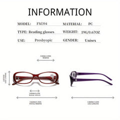 Funky Squared Frame Presbyopia Reading Glasses for Men Women