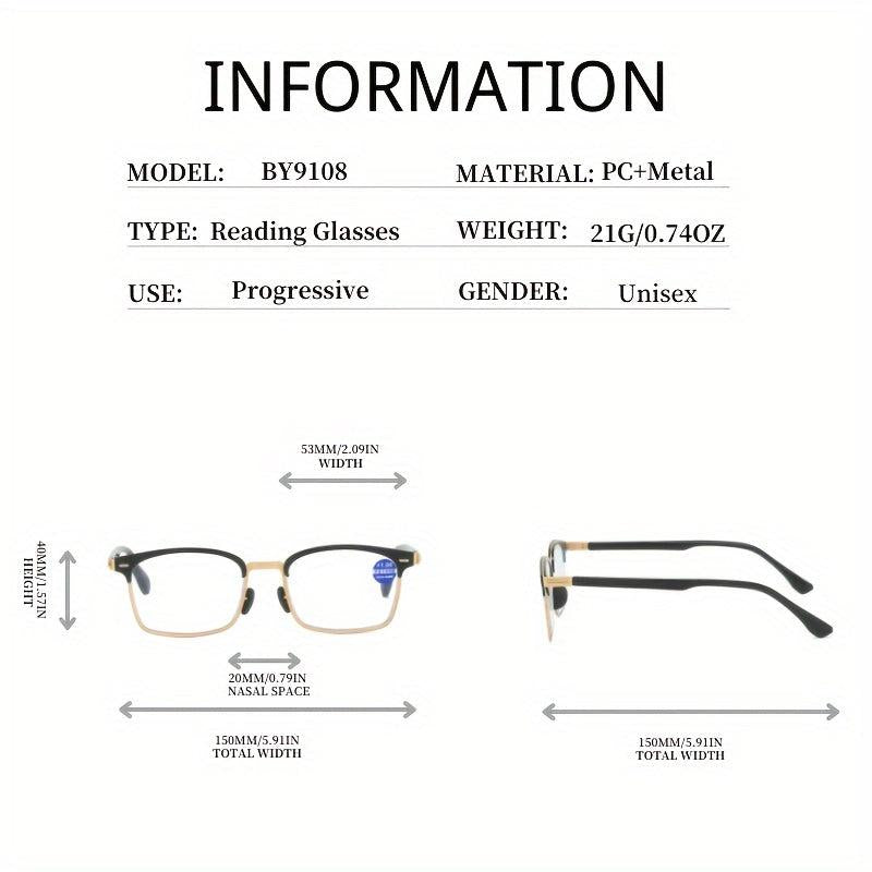 Metal Full Rim Light Blocking Presbyopia Reading Glasses